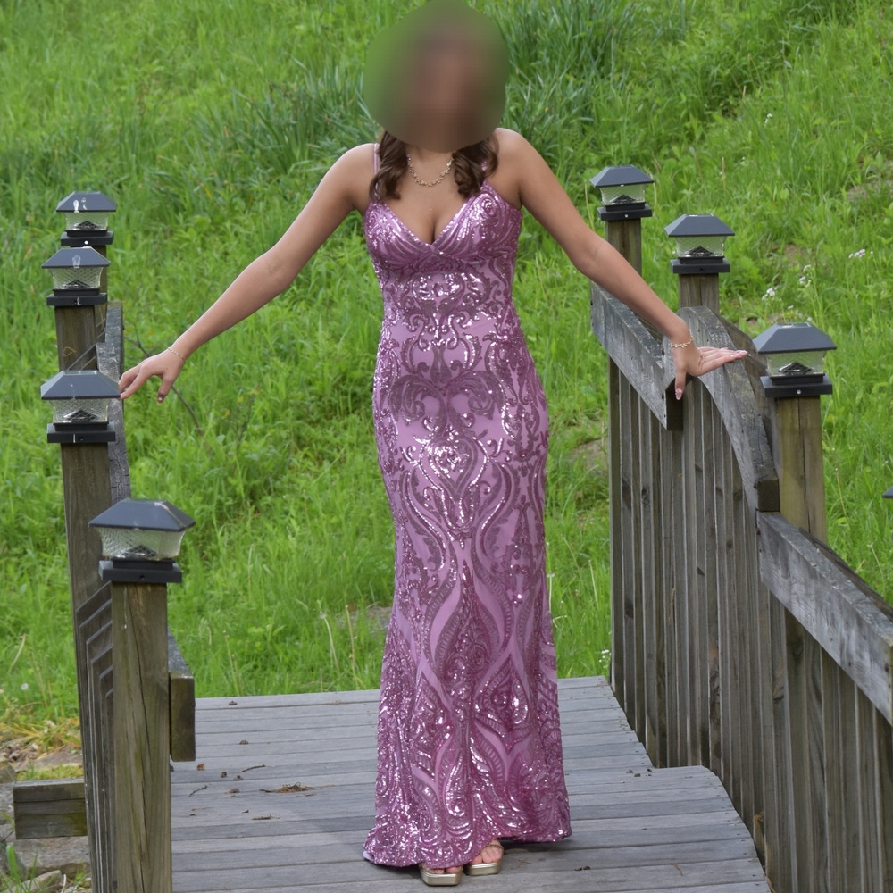 Elegant Sequin Evening Gown in Pink